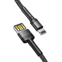 „Lightning“ USB laidas (reversinis) „Baseus Cafule“ 2,4A 1 m (pilkai juodas)