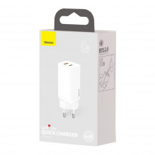 Greitas kelioninis įkroviklis Baseus GaN2 Lite USB+C 65W EU (baltas)