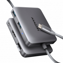AXAGON HMC-5HL USB 5Gbps šakotuvas, 2x USB-A, HDMI 4k/ 60Hz, RJ-45, PD 100W, 20c
