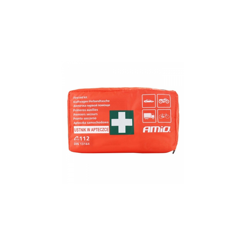 Car first aid kit with mouthpiece din 13164 amio-01691