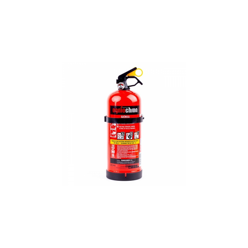 2 kg abc powder fire extinguisher with plastic head, pressure gauge and hanger