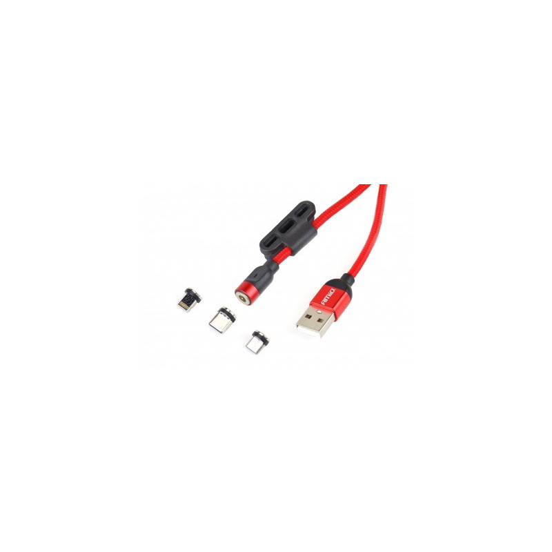 Magnetinis USB laidas 3in1 su Lightning USB-C Micro USB 1 m uc-8 amio-02522