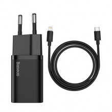 usb-c baseus super si greitas įkroviklis 1c 20w su žaibo kabeliu 100 cm juodas