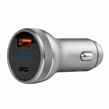 car charger with voltmeter 38w pch pro-06 usb+usb-c 12v 24v amio-02932