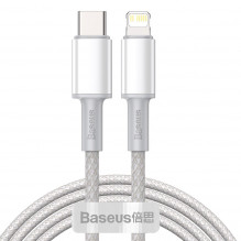 USB-C prie Lightning Baseus didelio tankio pintas kabelis, 20 W, PD, 2 m (baltas)