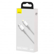 USB-C prie Lightning Baseus didelio tankio pintas kabelis, 20 W, PD, 2 m (baltas)