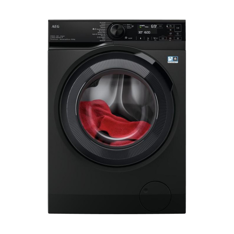 Black washing machine with dryer AEG LWR73166OE