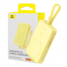 Powerbank Baseus Magnetic Mini 10000mAh, USB-C 20W MagSafe (geltona)