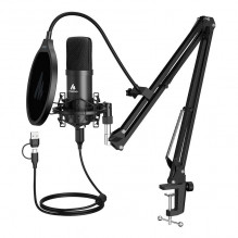 Microphone with stand Maono A04E (black)