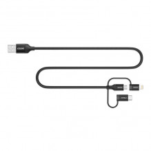 Kabelis Choetech IP0030, MFi 3in1, USB-A/ Lightning/ Micro USB/ USB-C, 5V, 1,2m (juodas)