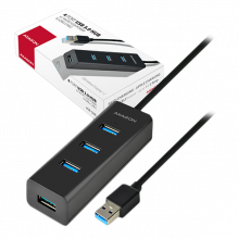 AXAGON HUE-S2BL 4x USB3.0 Charging Hub 1.2m Cable, MicroUSB Charging