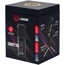 LORGAR Soner 313, žaidimų mikrofonas, USB kondensacinis mikrofonas su garsumo ir aido rankenėle, dažnio atsakas: 80 Hz–1