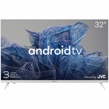 32 colių, HD, Google Android TV, baltas, 1366x768, 60 Hz, JVC garsas, 2x8W, 33 kWh/ 1000h, BT5, HDMI prievadai 3, 24 mėn