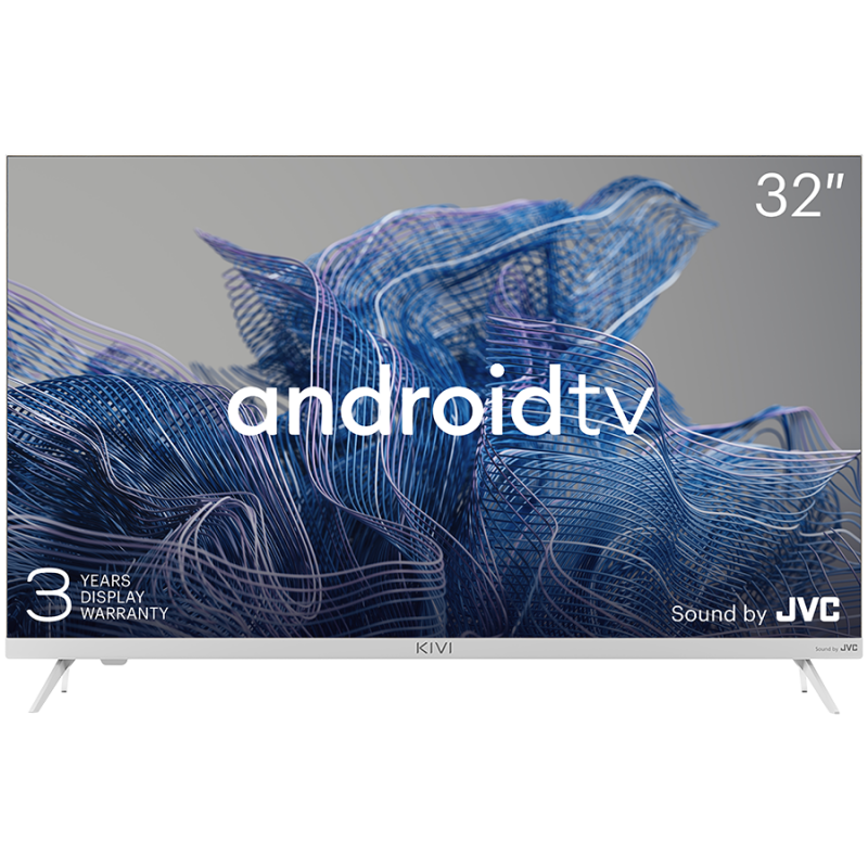 32 colių, HD, Google Android TV, baltas, 1366x768, 60 Hz, JVC garsas, 2x8W, 33 kWh/ 1000h, BT5, HDMI prievadai 3, 24 mėn