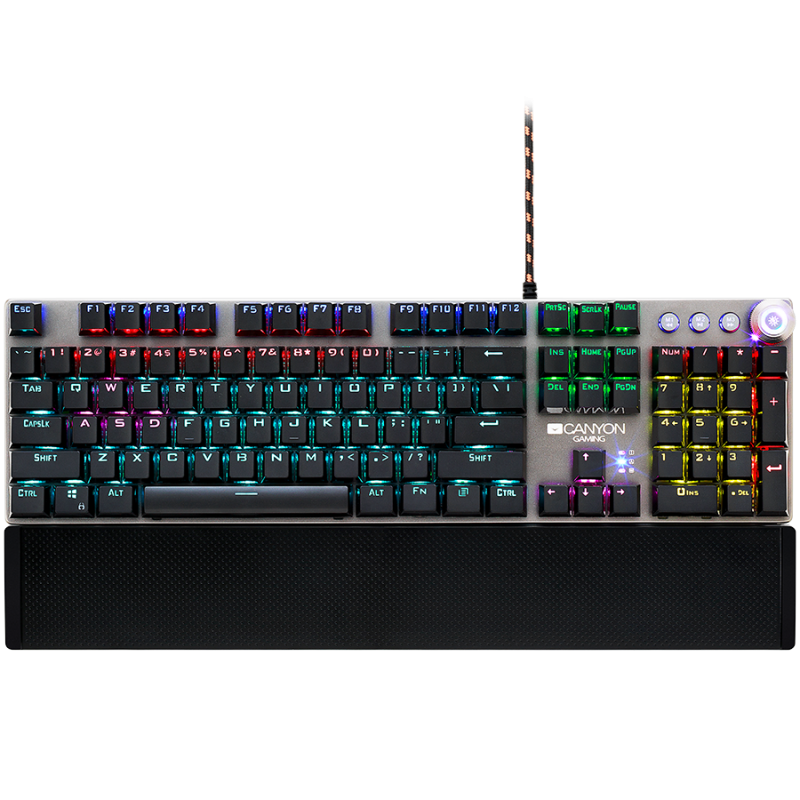 CANYON Nightfall GK-7, Wired Gaming Keyboard,Black 104 mechanical switches,60 million times key life, 22 types of lights