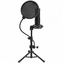 LORGAR Voicer 721, Gaming Microphone, Black, USB condenser microphone with tripod stand and pop filter, including 1 micr