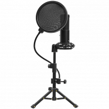 LORGAR Voicer 721, žaidimų mikrofonas, juodas, USB kondensacinis mikrofonas su trikojo stovu ir pop filtru, įskaitant 1 