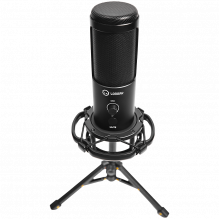 LORGAR Voicer 721, Gaming Microphone, Black, USB condenser microphone with tripod stand and pop filter, including 1 micr