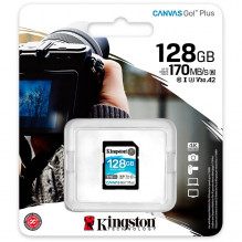 Kingston 128GB SDXC Canvas Go Plus 170R C10 UHS-I U3 V30, EAN: 740617301458