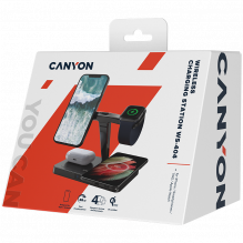 CANYON WS-404, 4in1 belaidis įkroviklis, su įvestimi 12V3A DC Eu adapteriu, Išėjimas 15W/ 10W/ 7.5W/ 5W, 161*105*138mm, 