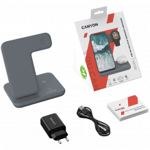 CANYON wireless charger WS-303 15W 3in1 Gray