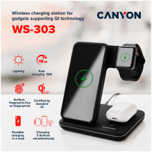 CANYON wireless charger WS-303 15W 3in1 Gray