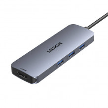 MOKiN Adapter Hub 8in1 USB-C iki 2x 4K 60Hz HDMI + USB-C + USB 3.0 + SD + Micro SD (sidabrinis)