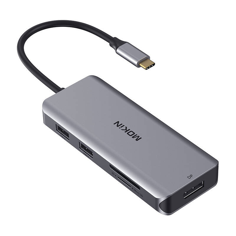 MOKiN adapteris / prijungimo stotis 9 viename USB C iki 2x USB 2.0 + USB 3.0 + 2x HDMI + DP + PD + SD + Micro SD (sidabr