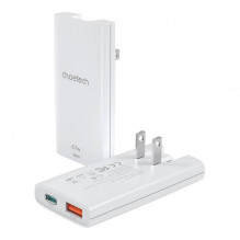 Mini travel wall charger Choetech PD6011 PD65W GaN slim USB-A+C (white)