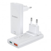 Mini travel wall charger Choetech PD6011 PD65W GaN slim USB-A+C (white)