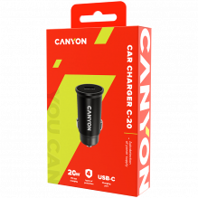CANYON automobilinis įkroviklis C-20 PD 20W USB-C Black
