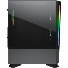 COUGAR | MX430 Air RGB Black | PC Case | Mid Tower / Air Vents Front Panel with ARGB strips / 3 x ARGB Fans / 4mm TG Lef