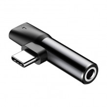 „Baseus“ garso adapteris USB-C prie 3,5 mm mini lizdo + USB-C (juodas)