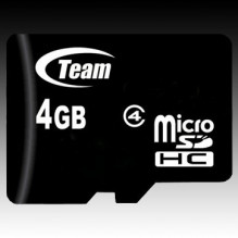 TEAM GROUP Atmintis (flash kortelės) 4GB Micro SDHC Class 4 su adapteriu