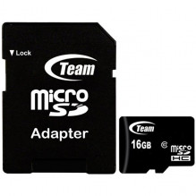 TEAM MICRO SDHC 16GB CLASS 10 RETAIL su 1 adapteriu