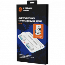 CANYON CS-5, PS5 įkroviklio stovas, su RGB šviesa, 315*185*28mm, su 23cm+0.5cm laidu, 475±10g, baltas