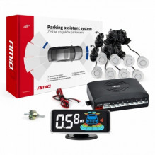 Reversing parking sensors, silver, front, rear, 3D LED amio-03193