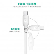 Micro USB cable for synchronization and charging 0.9 m (White)