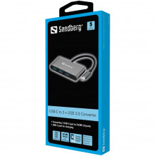 Sandberg 136-03 USB-C iki 3xUSB 3.0 Hub + PD