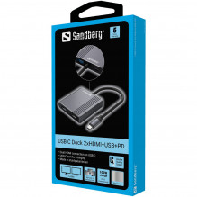 Sandberg 136-44 USB-C dokas 2xHDMI+USB+PD