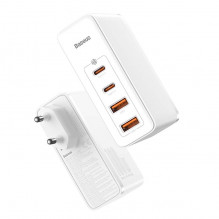 Kelioninis įkroviklis Baseus GaN2 Pro Quick 2x USB + 2x USB-C, 100W, EU (balta)