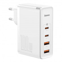 Kelioninis įkroviklis Baseus GaN2 Pro Quick 2x USB + 2x USB-C, 100W, EU (balta)