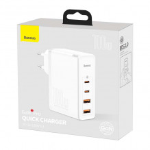 Kelioninis įkroviklis Baseus GaN2 Pro Quick 2x USB + 2x USB-C, 100W, EU (balta)