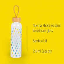 Cambridge CM06991 Raindrops stiklinis buteliukas 550ml su bambuko dangteliu