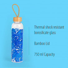 Cambridge CM06992 Rainforest Glass Bottle 750ml with Bamboo Lid