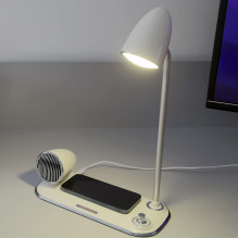 „Tellur Nostalgia“ belaidis stalinis įkroviklis, „Bluetooth“ garsiakalbis, balta stalinė lempa