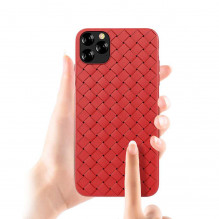 Devia Woven Pattern Design minkštas dėklas iPhone 11 Pro Max raudonas