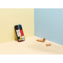 MAN&amp;WOOD dėklas iPhone 12 mini Mondrian medžio juodas