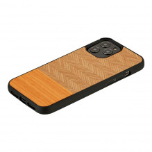 MAN&amp;WOOD dėklas iPhone 12 / 12 Pro silkės arancia juodas