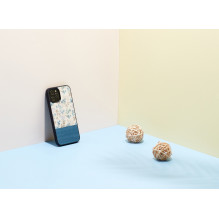 MAN&amp;WOOD dėklas iPhone 12 Pro Max mėlyna gėlė juoda